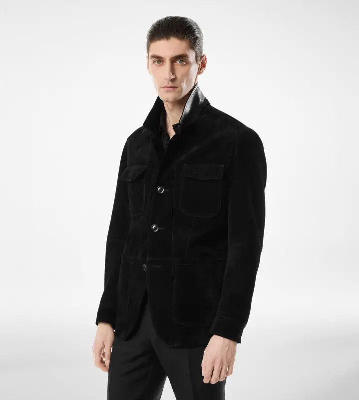 CASHMERE SUEDE MILITARY JACKET BLACK online